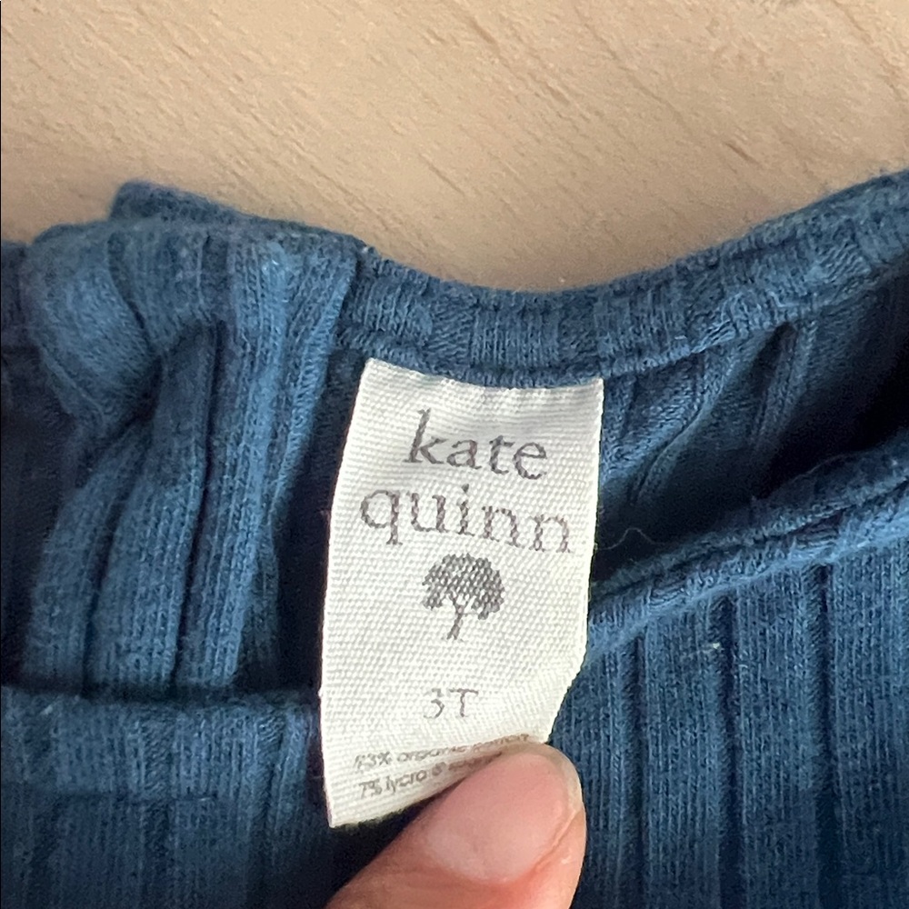 kate quinn Navy Ribbed Long-Sleeve Top with Ruffles 3T - Picture 4 of 5